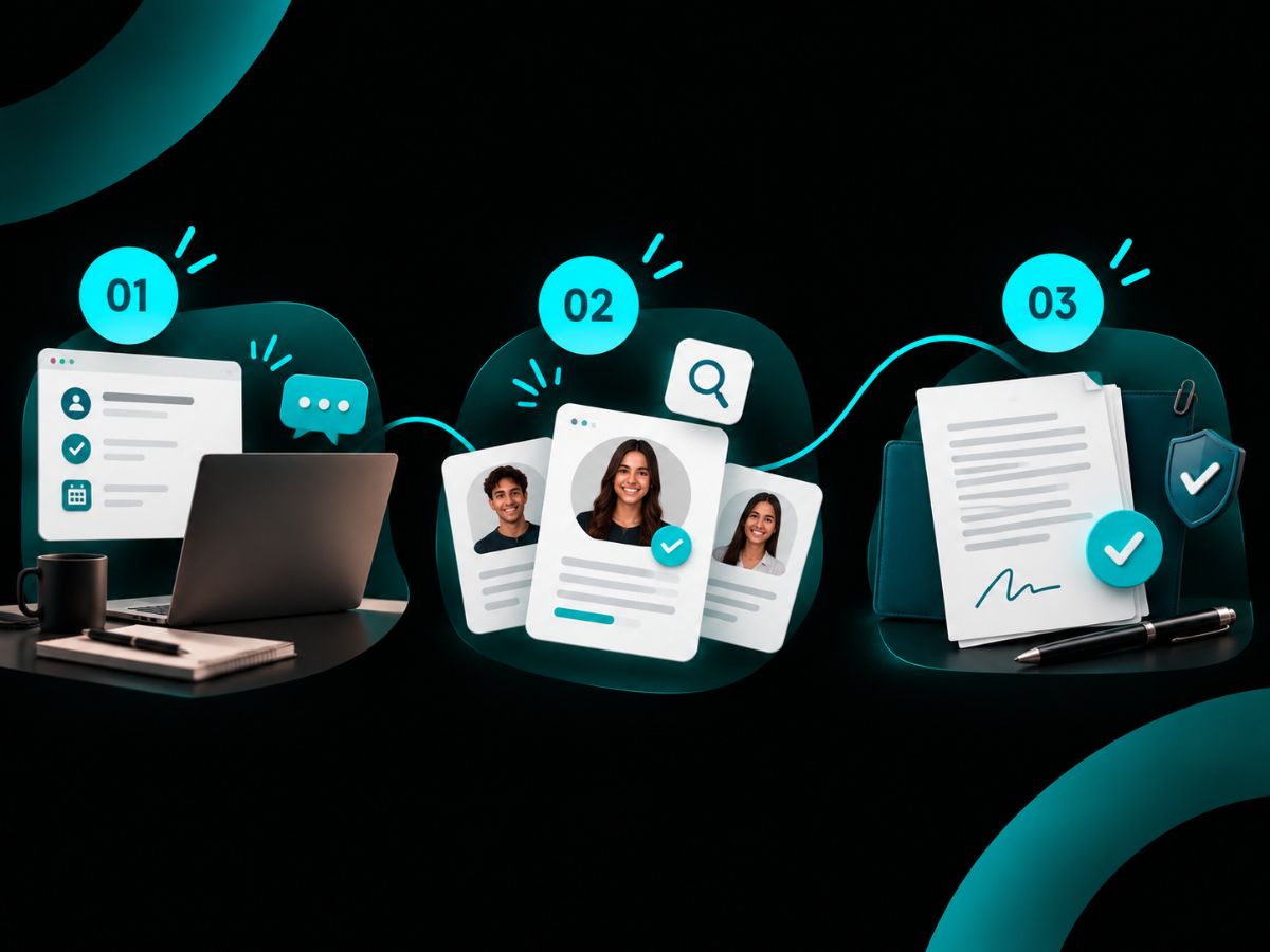 Equipe de recrutamento em reunião